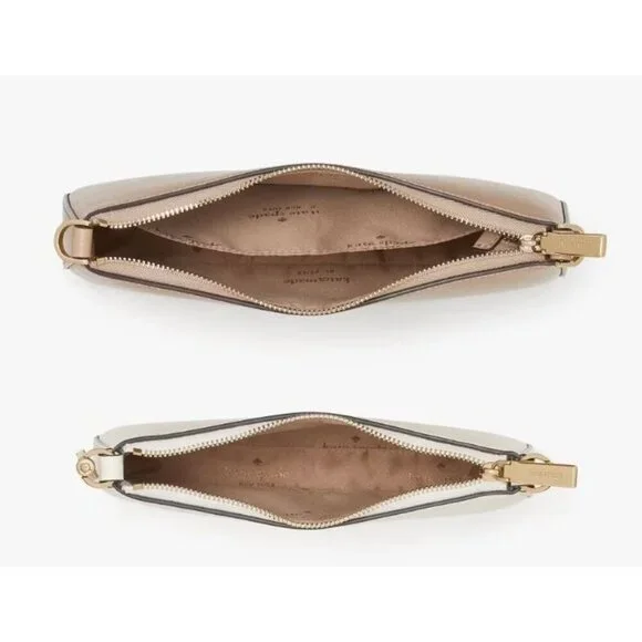 Kate Spade Womens Tan Ivory Saffiano Duet Leather Small Crossbody Handbags New